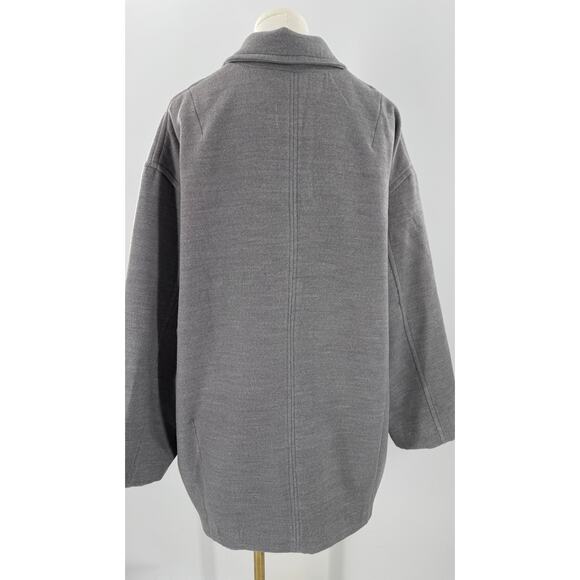 Free People Hannah Gray Coat Slouchy Double Breasted Pea Coat Blazer Medium - Picture 3 of 10